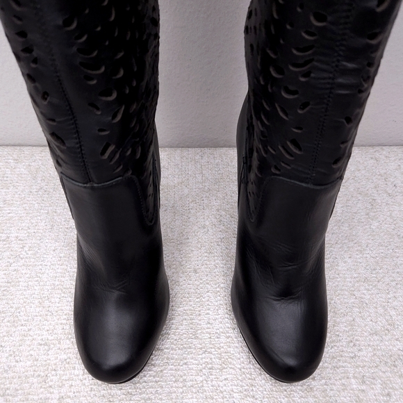 Colin Stuart Cut-Out Leather Tall Heeled Boots - Picture 4 of 11